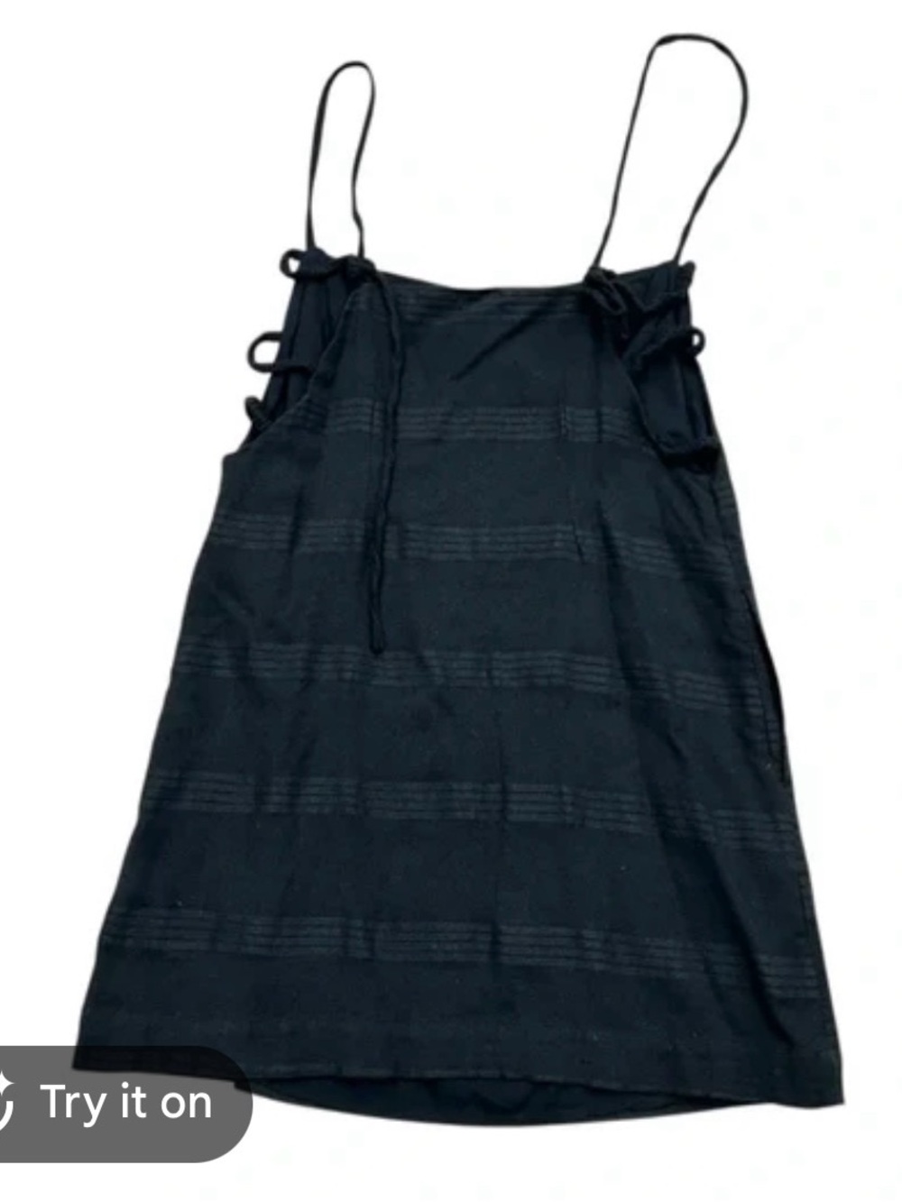 Free People Black Strappy Dress with Horizontal Texture Side Lace Up